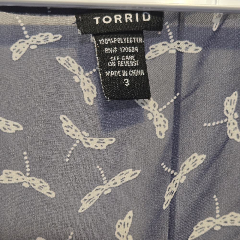 Torrid Sheer Dragonfly Print Tank Top Size 3X Navy Blue Flowy Lightweight Blouse - Picture 2 of 5